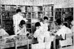 도서관에서 공부하는 학생들