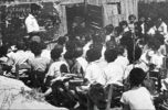 Classes in makeshift school building during the Korean War